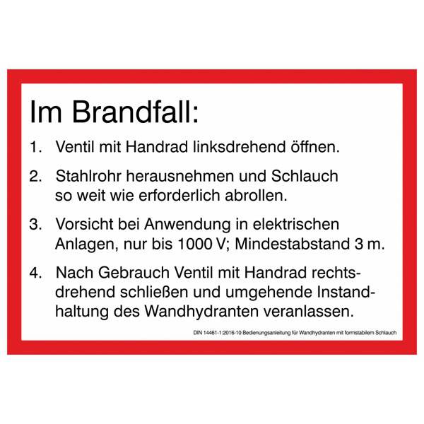 Brandschutz Bedienungsanleitung für Wandydranten mit formstabilen Schlauch, Foli DIN 14461-1