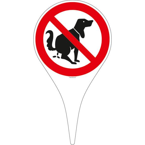 Erdspieß, Hier kein Hundeklo, Alu-Dibond, Durchm.: 18,0 cm, Länge: 33,5 cm