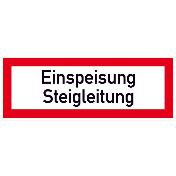 Einspeisung Steigleitung Hinweisschild Brandschutz, Alu, Größe 29,70x10,50 cm DIN 4066-D1
