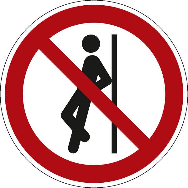 Verbotsschild - Verbotszeichen Gegenlehnen verboten, Durchm.: 10,0 cm DIN EN ISO 7010 P041