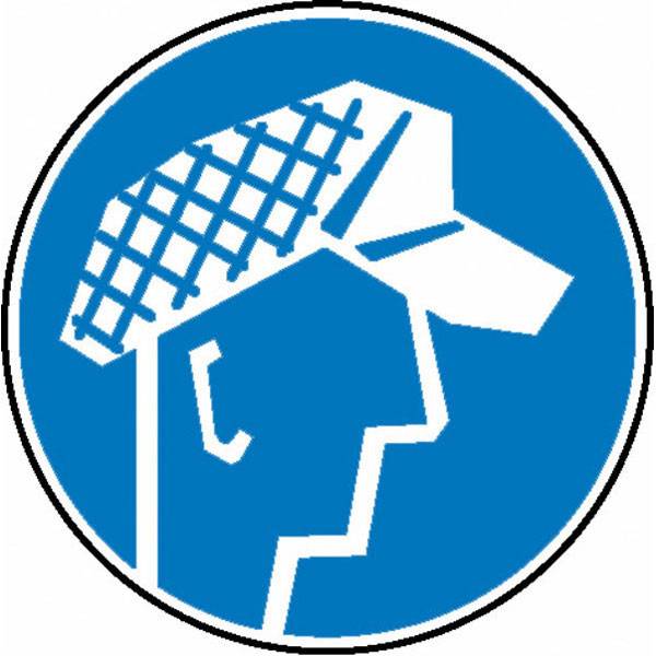 Schutzhaube tragen Gebotsschild auf Bogen, Folienetiketten, gestanzt, 5cm