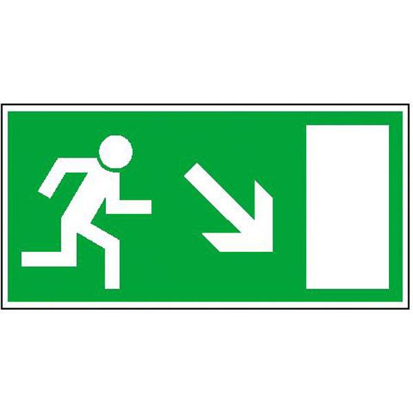 Rettungsweg rechts abwärts Rettungsschild Alu,langnachleuchtend,Safety Marking,30x15cm BGV A8 E13