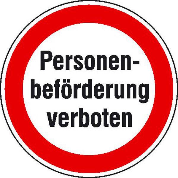 Personenbeförderung verb. Hinweisschild zur Betriebskennz.selbstkl. Folie,20cm