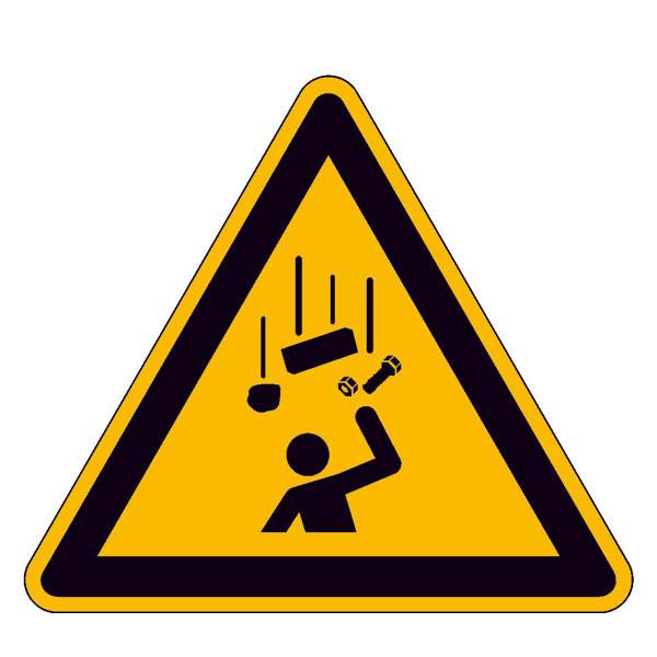 Warnschild,Alu,Warnung vor herabf. Gegenständen,10,0 cm DIN EN ISO 7010 W035