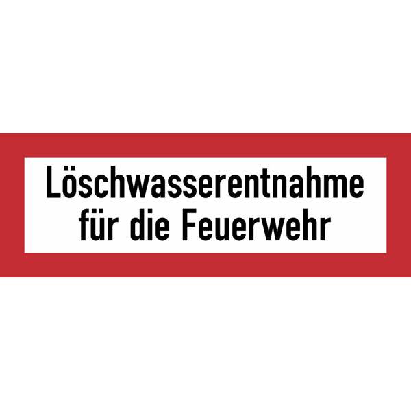 Hinweisschild, Löschwasserentnahme für die Feuerwehr, Folie, 21,0 x 7,4 cm DIN 4066-D1