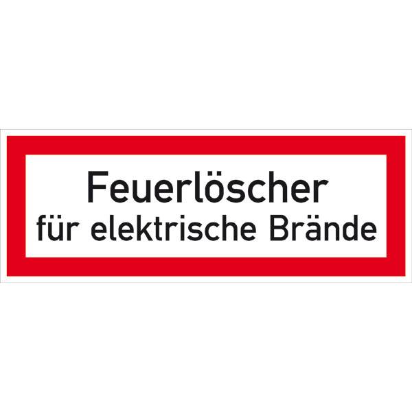 Hinweisschild Brandschutz Feuerlöscher für elekt. Brände, selbstkl.14,80x5,20cm DIN 4066-D1