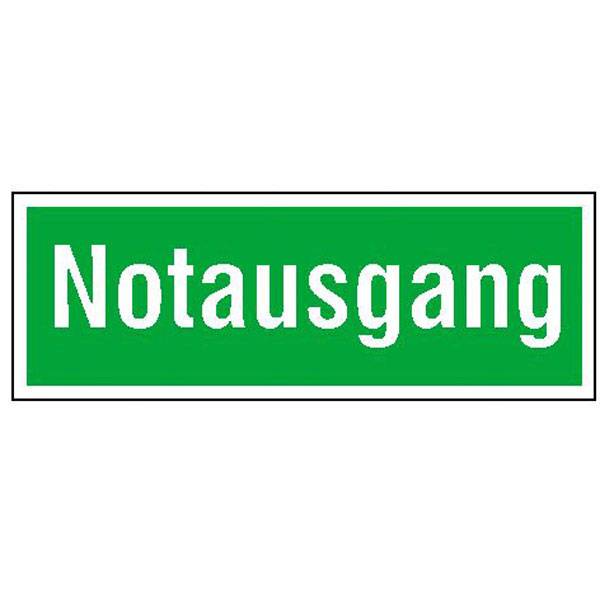 Rettungsschild Notausgang, Kunststoff, 30,0x10,5 cm