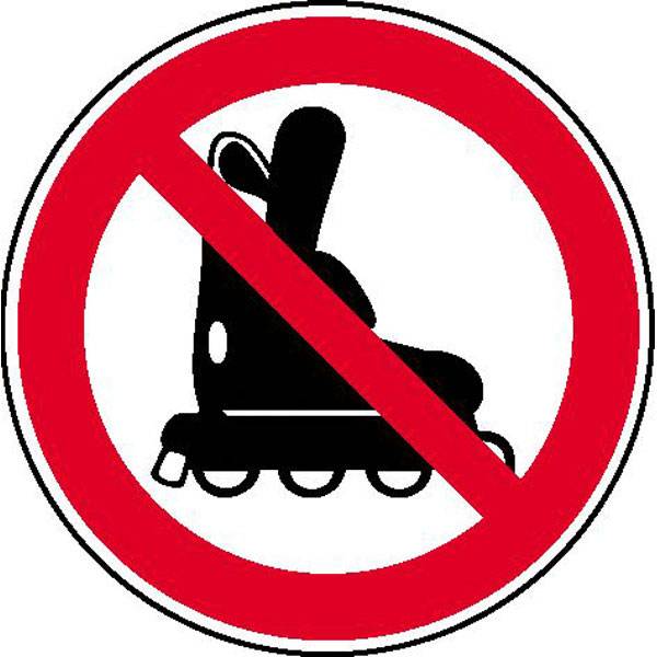 Inline-Skates verboten Verbotsschild - Verbotszeichen selbstkl. Folie , Größe 20cm