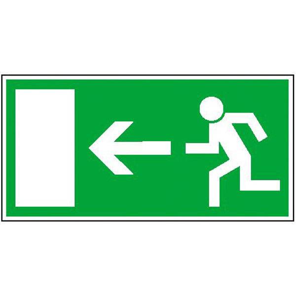 Rettungsweg links Rettungsschild, Alu ,langnachleuchtend, Safety Marking, 30x15cm BGV A8 E13