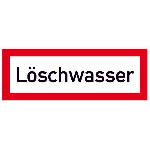 Löschwasser Hinweisschild Brandschutz, Alu geprägt, Größe 29,70x10,50 cm DIN 4066-D1
