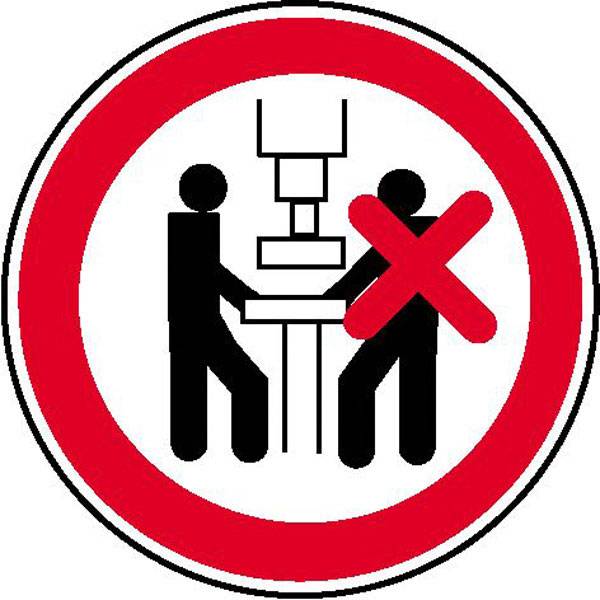 Verbotsschild - Verbotszeichen Maschine nur von 1 Person zu bedienen Alu geprägt, Größe 10 cm ¥