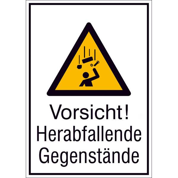Warn-Kombischild,Folie,Vors.! Herabf. Gegenst.,13,1x18,5 cm
