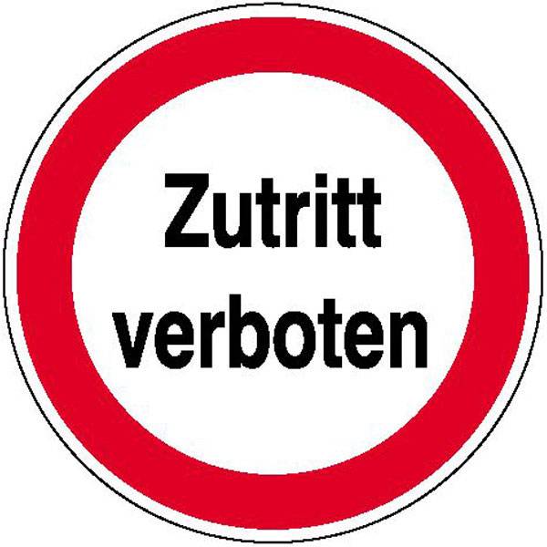 Zutritt verboten Hinweisschild zur Betriebskennzeichnung, selbstkl. Folie ,20cm