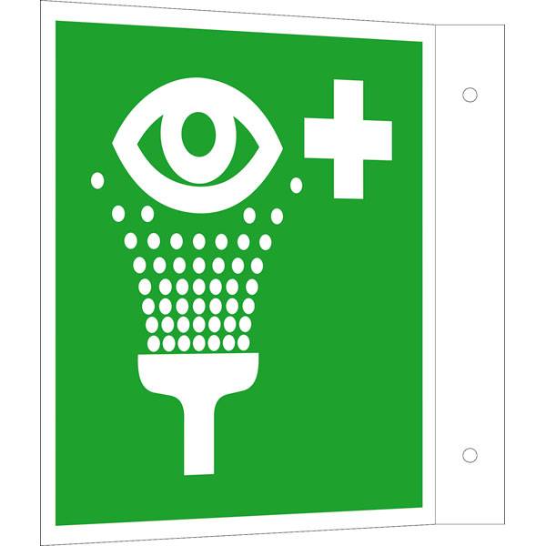 Erste Hilfe Fahnenschild, Alu, langnachleuchtend, Augenspüleinrichtung, 2,2 x15,