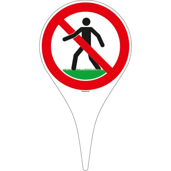 Erdspieß, Rasen betreten verboten, Alu-Dibond, Durchm.: 18,0 cm, Länge: 33,5 cm