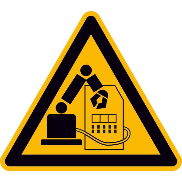 Warnschild,Folie,Warnung vor Gefahr durch Industrierobotern, 10 cm