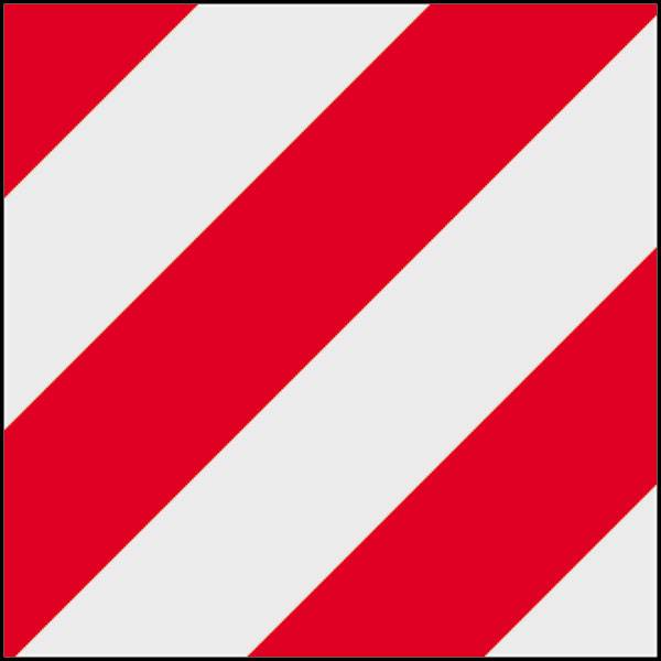 Warntafel für überlange und überbreite Kfz, 4 Befestigungslöchern, 42,3x42,3 cm