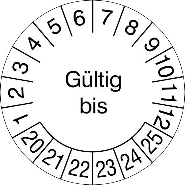 Prüfplaketten Gültig bis, 15 Stück/Bogen, selbstklebend, 3,0 cm Version: 26-31 - Gültig bis 26-31