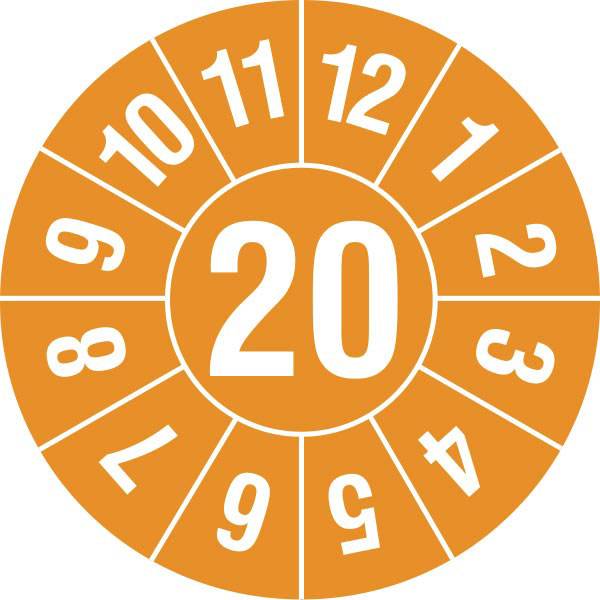 Prüfplaketten für ein Jahr, in Jahresfarbe,selbstklebend, 28 Stück/Bogen, 2 cm Version: 22 - Prüfplakette 2022