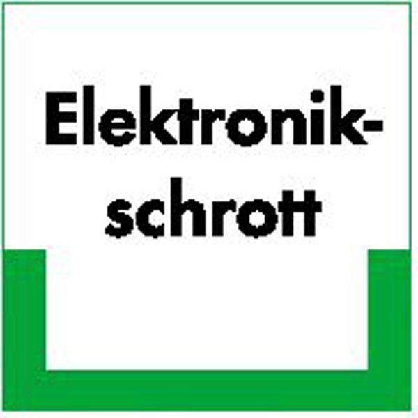Elektronikschrott Abfallkennzeichnung - Textschild, PE-od. PP-Folie, 10x10 cm