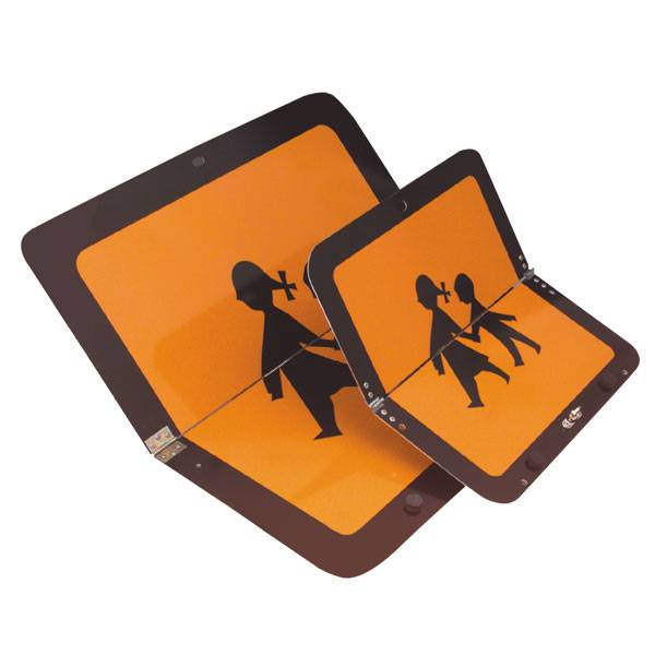 Schulbusschild, klappbar, Aluminium 2mm, kaschiert mit Reflexfolie, 40x40 cm