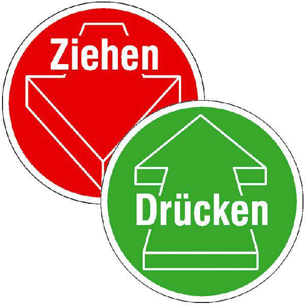 Türschild, zweiseitig Drücken / Ziehen mit Pfeil outline, Größe: 6,0 cm