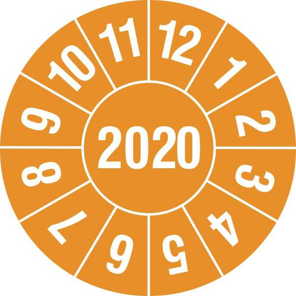 Prüfplaketten als Einzeletiekett, mit 4-stelliger Jahreszahl, selbstklebend, 3,0 Version: 2026 - Prüfplakette 2026