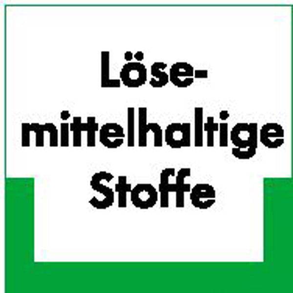Lösemittelhaltige Stoffe Abfallkennzeichnung - Textschild, PE-od. PP-Folie, 10x10 cm
