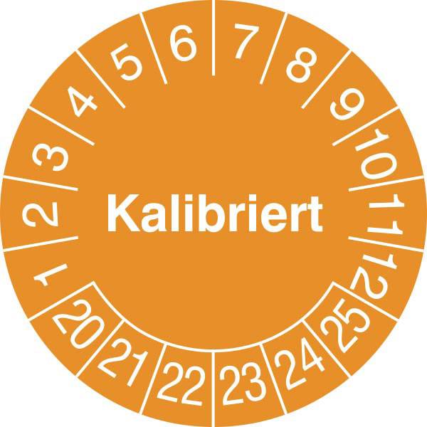 Prüfplaketten Kalibriert in Jahresfarbe, 15 Stk/Bogen, 3cm Version: 20-25 - Prüfplakette - Kalibriert 20-25