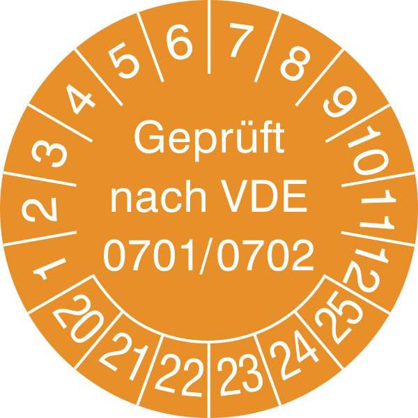 Prüfplaketten VDE 0701/0702, 15 Stk/Bogen, selbstkleb., 3 cm Version: 25-30 - Prüfplakette VDE 0701/0702 25-30