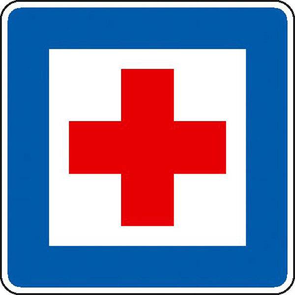 Verkehrsschild nach StVO Typ 1 Nr. 358, Erste Hilfe, 60,0x60,0cm