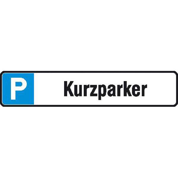 Parkplatzschild Symbol: P, Text: Kurzparker, Alu geprägt, Größe 52x11 cm