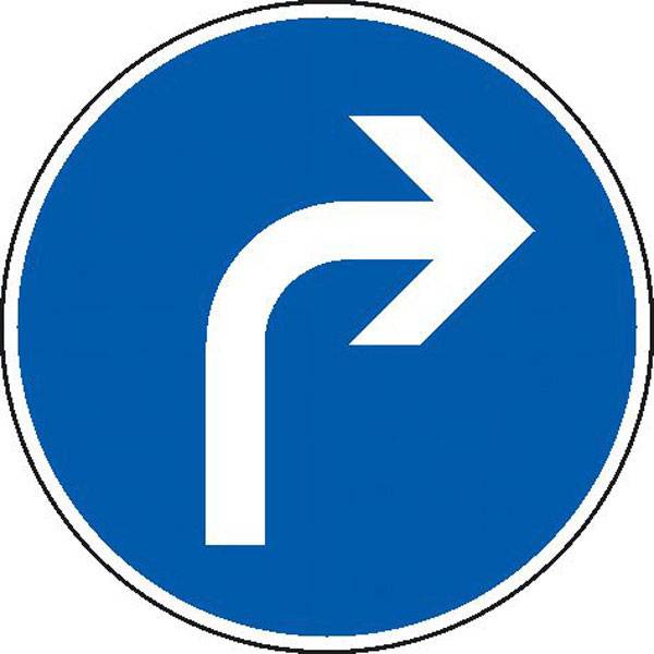 Vorgeschriebene Fahrtrichtung rechts, Verkehrsschild StVO, Nr. 209-20, 60 cm StVO - Nr. 209-20