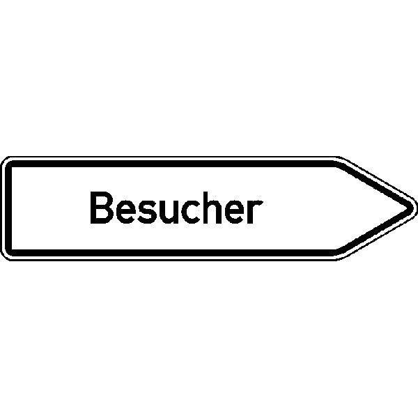Innerbetrieblicher Wegweiser rechts Besucher, Alu refl., 140x35 cm