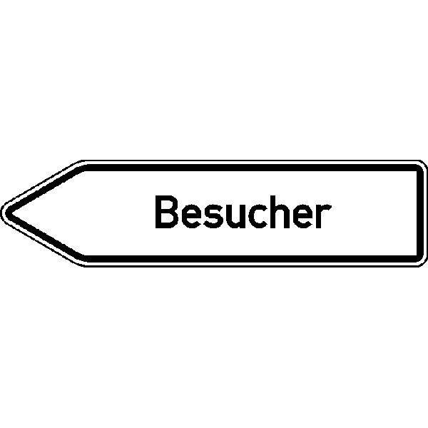 Innerbetrieblicher Wegweiser links Besucher, Alu refl., 140x35 cm