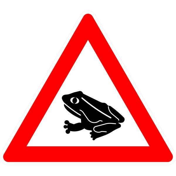 Verkehrsschild, Amphibienwanderung, Aufstellung rechts, SL: 63 cm