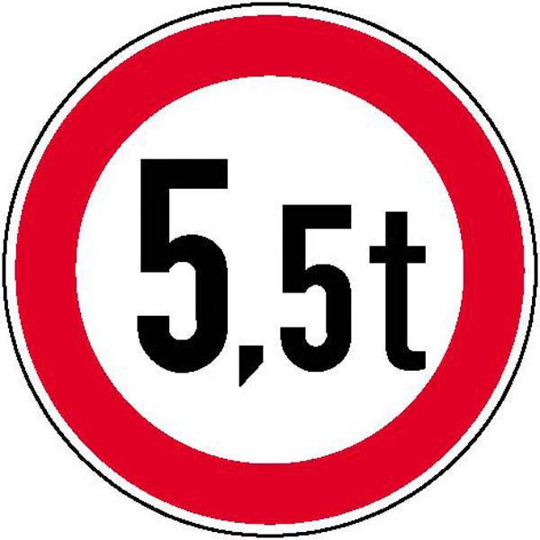 Verbot für Fahrzeuge über bestimmtem Gewicht, Verkehrsschild StVO Nr. 262, 60 cm StVO - Nr. 262