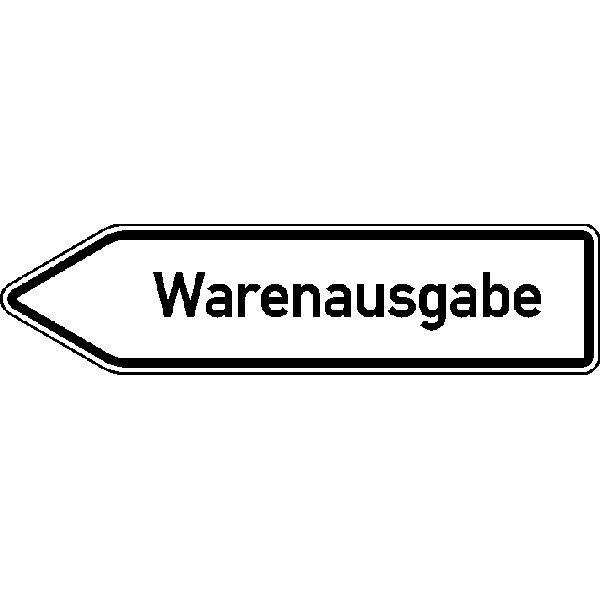 Innerbetrieblicher Wegweiser links Warenausgabe, 140x35 cm