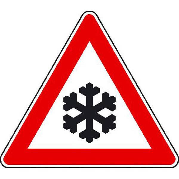 Verkehrsschild nach StVO Typ 1 Nr. 113, Schnee- oder Eisglätte, SL: 63,0 cm