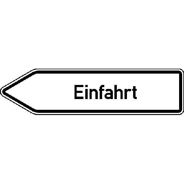 Innerbetrieblicher Wegweiser links Einfahrt, Alu refl., 140x35 cm
