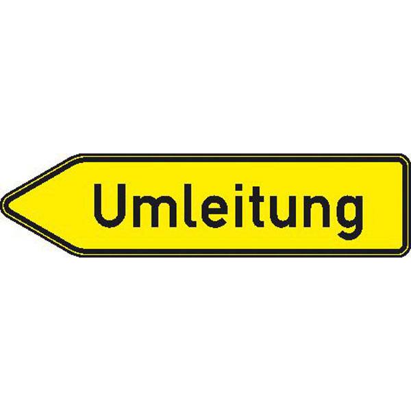 Verkehrsschild nach STVO / Typ 1, Nr. 454-10 Umleitungswegweiser links, Alu refl., Größe 140,00 cm x 35,00 cm