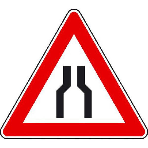 Verengte Fahrbahn, Verkehrsschild nach StVO Typ 1, Nr. 120, Größe 90,0 cm