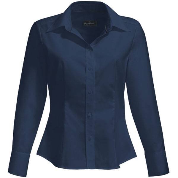 HAKRO Damenbluse, klassischer Schnitt, langärmelig, marineblau, Gr. XS - XXXL Version: L - Größe L