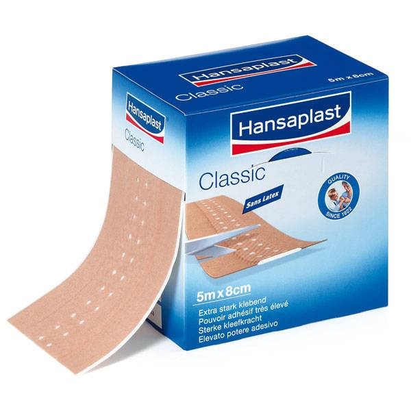 Wundversorgung Pflaster, Hansaplast CLASSIC, Textiler Wundschnelverband, 5 m x 8 cm