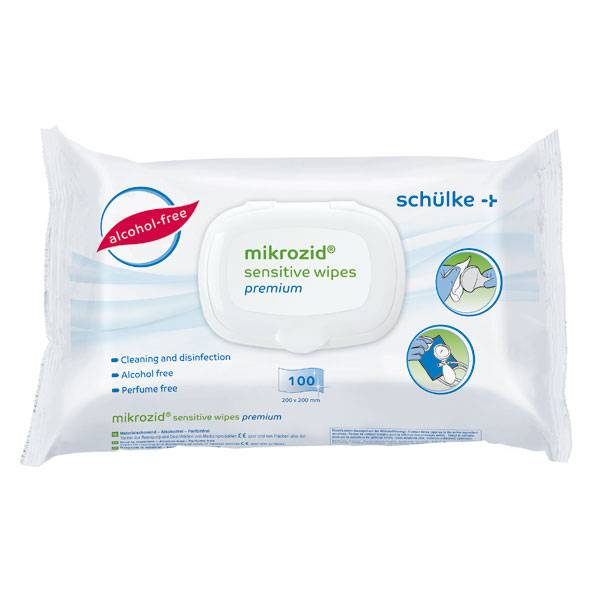 Schülke mikrozid sensitive wipes Desinfektionstücher Premium, Inhalt: 100 Stück