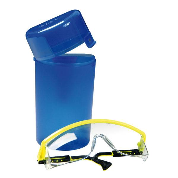 GEBRA - SecuBox Mobil Brillenbox mit Gürtelclip für unterwegs, Farbe: blau