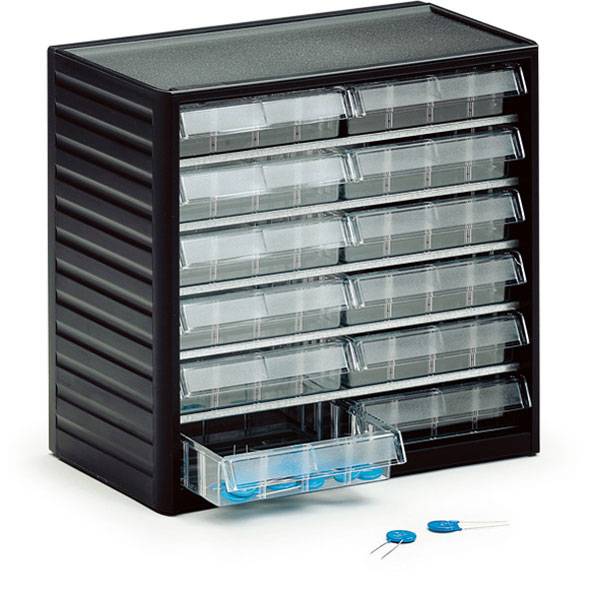 TRESTON Kleinteilemagazin, 31,0 x 29,0 x 18 cm, 12 Schubladen à 13,8 x 3,7 x 17,5 cm