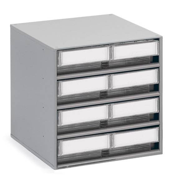 TRESTON Schubladenmagazin, 8 Schubladen (klar) à 18,6 x 8,2 x 40,0 cm, inkl. Etiketten