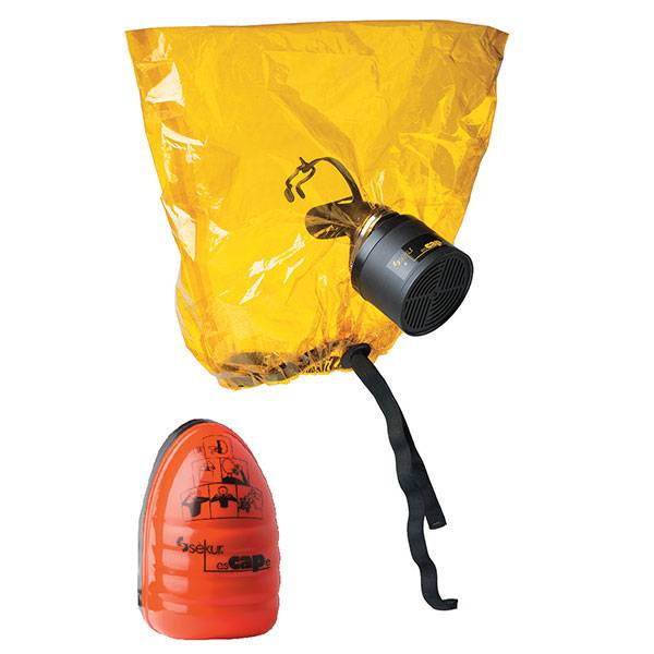 Fluchtfiltergerät mit Haube SEKUR esCAPe, schützt Augen, Kopf und Lunge