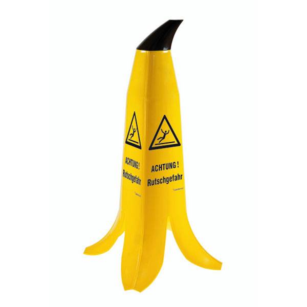 "Warnaufsteller - Banane 4-seitig bedruckt ""ACHTUNG! Rutschgefahr"", 60cm, Kunstst."